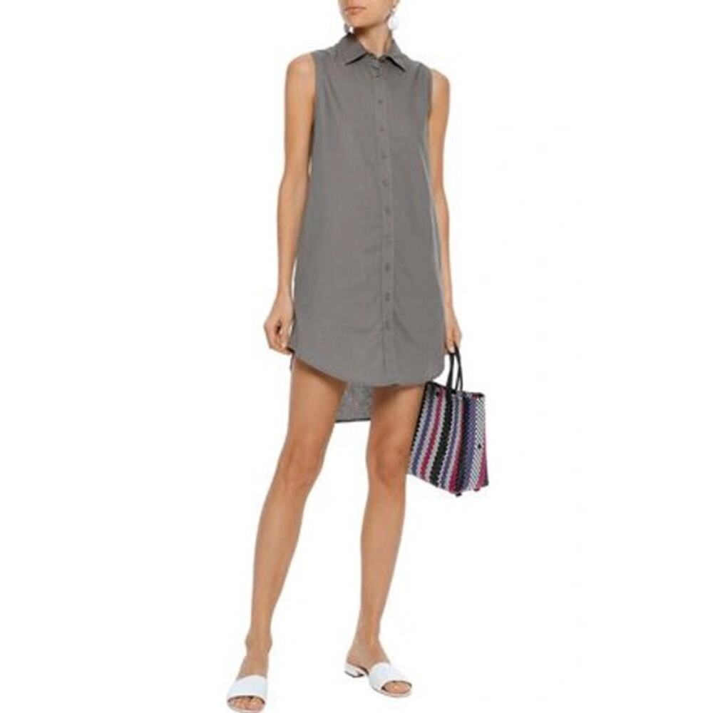 Onia Kaylee shirtdress gray sleeveless high low medium
